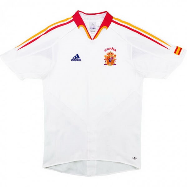 Auswärtstrikot Thailand Spanien Retro 2004 2006 Weiß Günstige Fußballtrikots